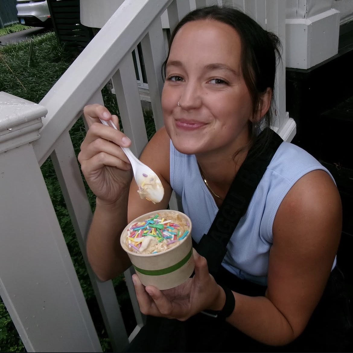 Leah eating ice cream
